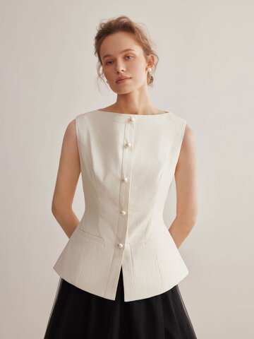 YY_Pearl buckle commute vest_2color