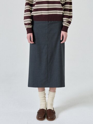 Deep Slit Wool Skirt (2color)