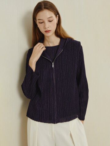 글리터 리브드 집업 베스트 