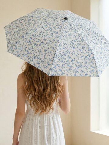 오르라 레드 블루 꽃무늬 고밀도 고급 암막 UV차단 양산 J318