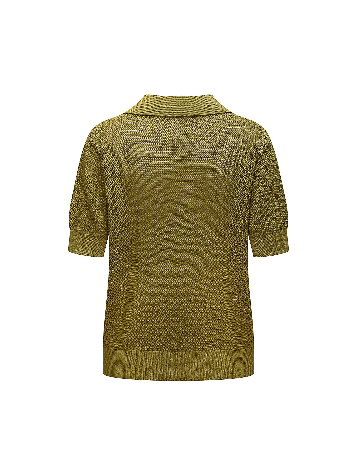 메시 오픈 칼라 풀오버 니트 (OLIVE)