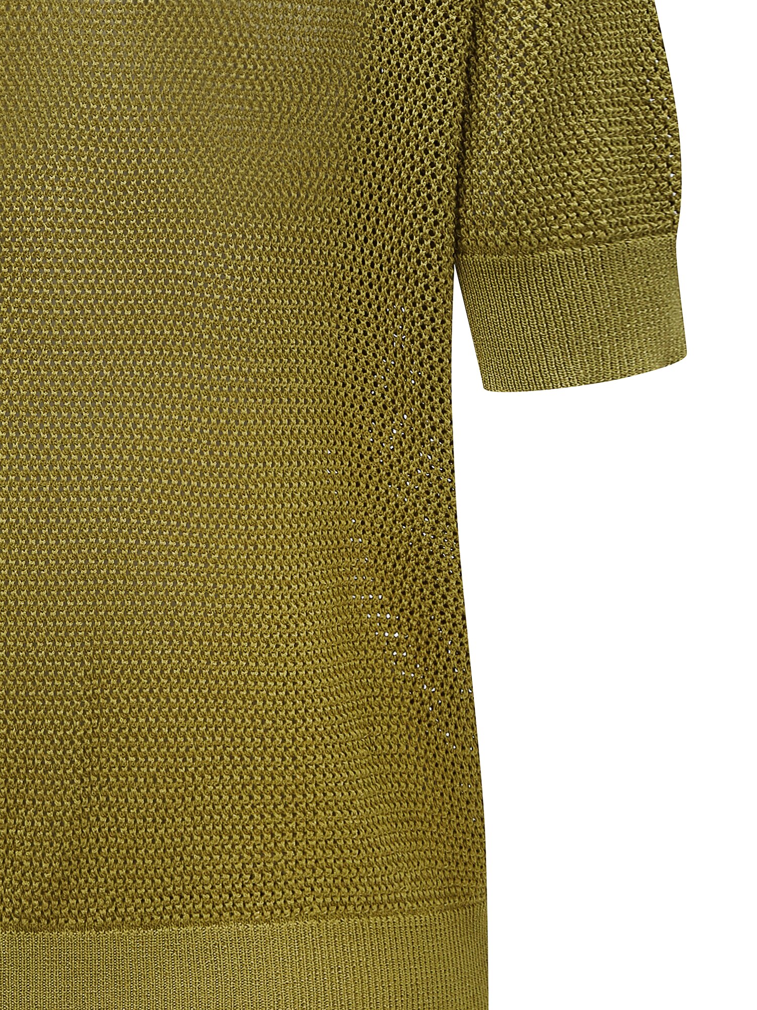 메시 오픈 칼라 풀오버 니트 (OLIVE)