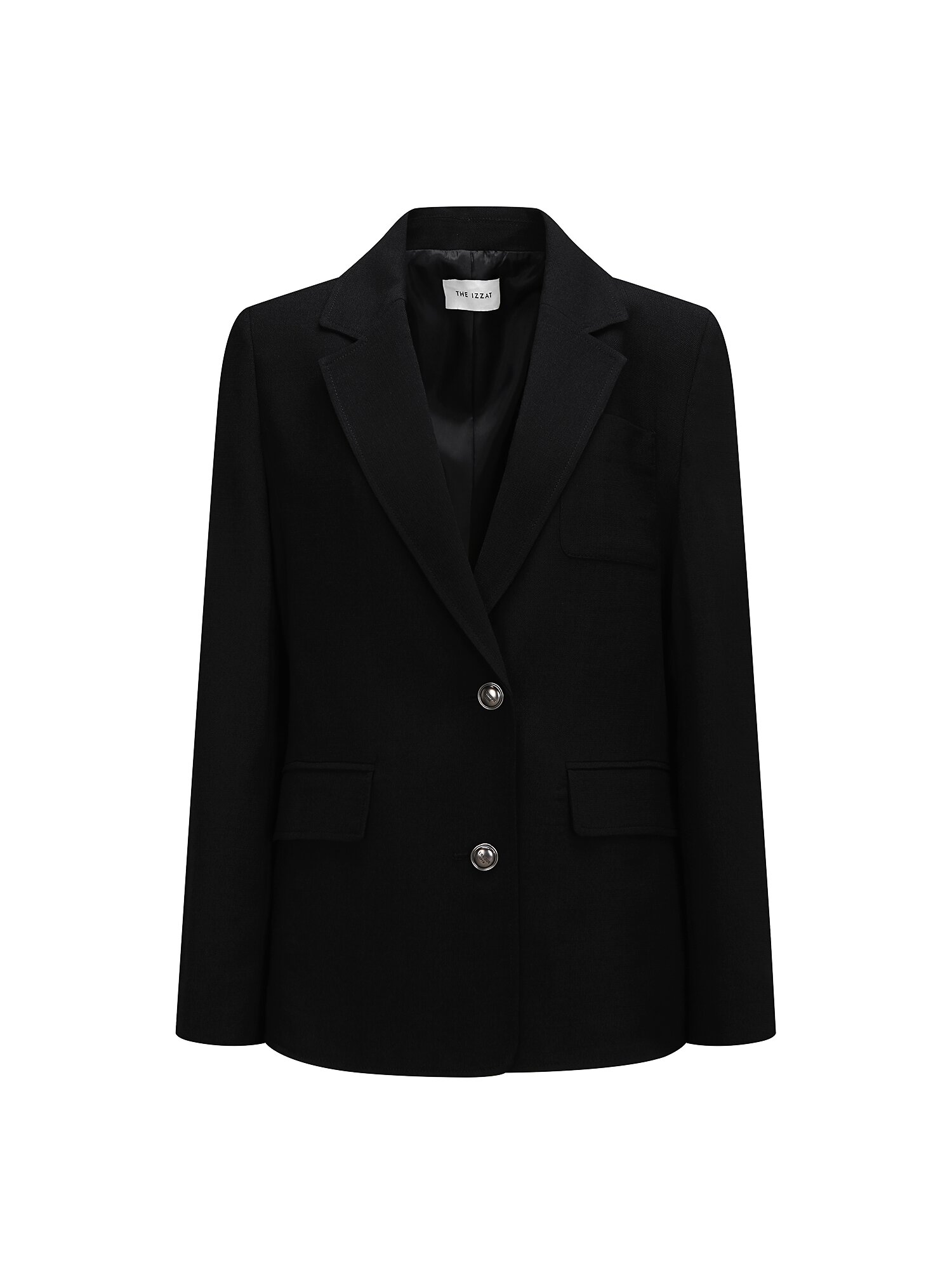 잔조직 포켓 싱글 투버튼 재킷 (BLACK)