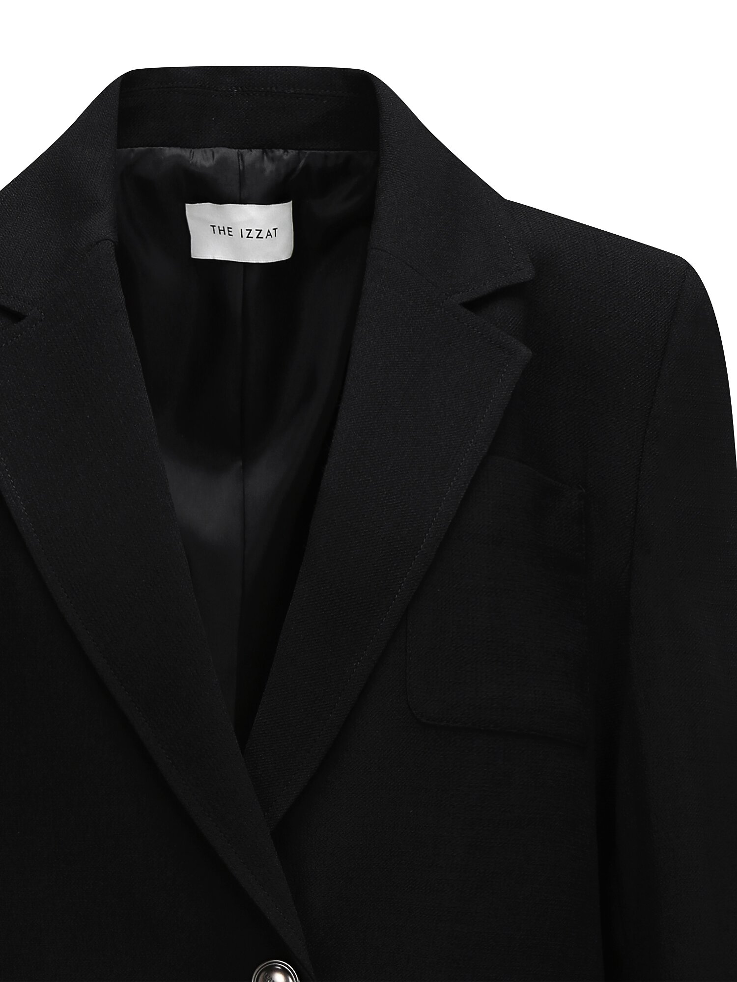 잔조직 포켓 싱글 투버튼 재킷 (BLACK)