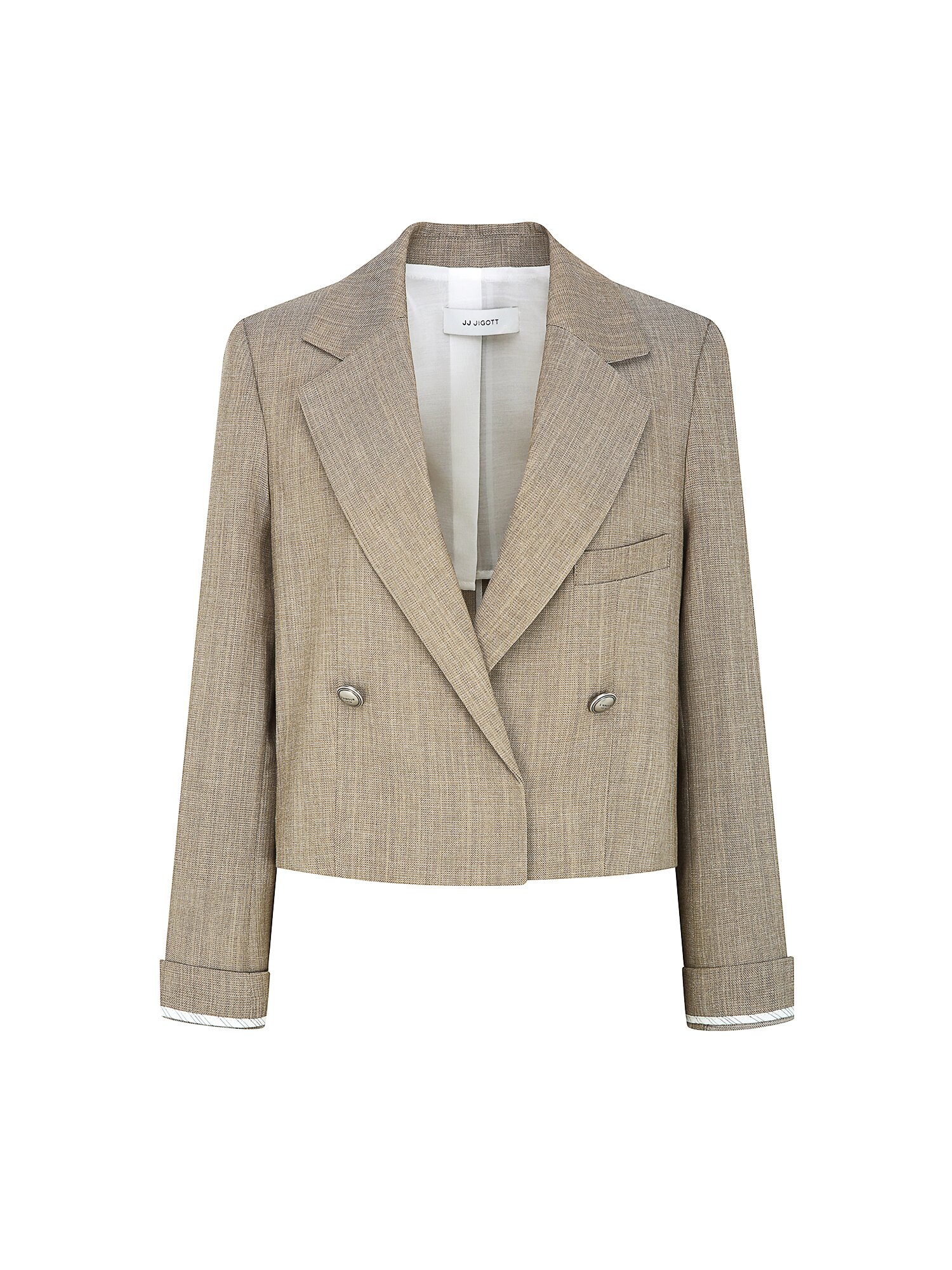린넨 테일러드 더블 크롭 재킷 (DARK BEIGE)