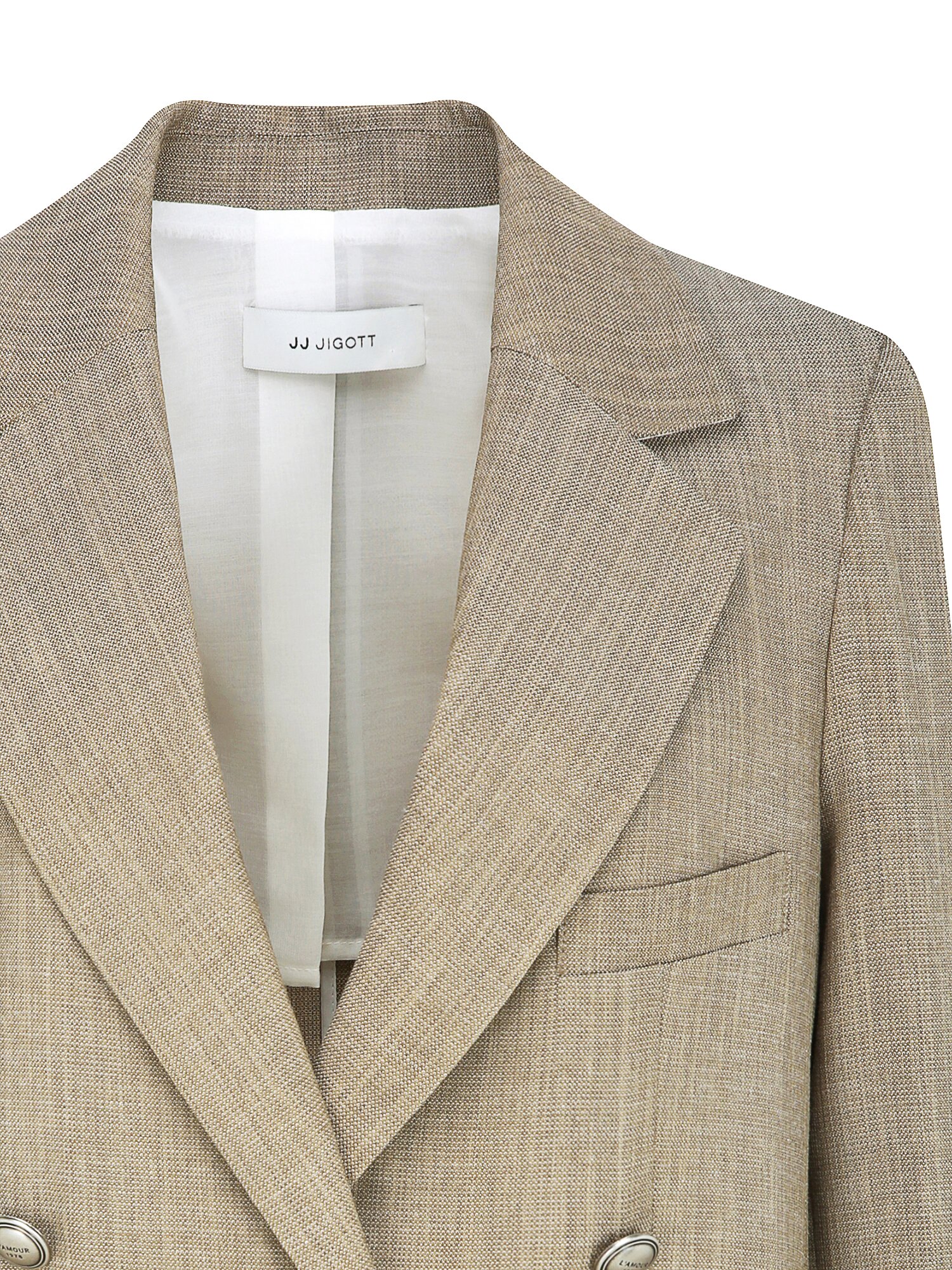 린넨 테일러드 더블 크롭 재킷 (DARK BEIGE)