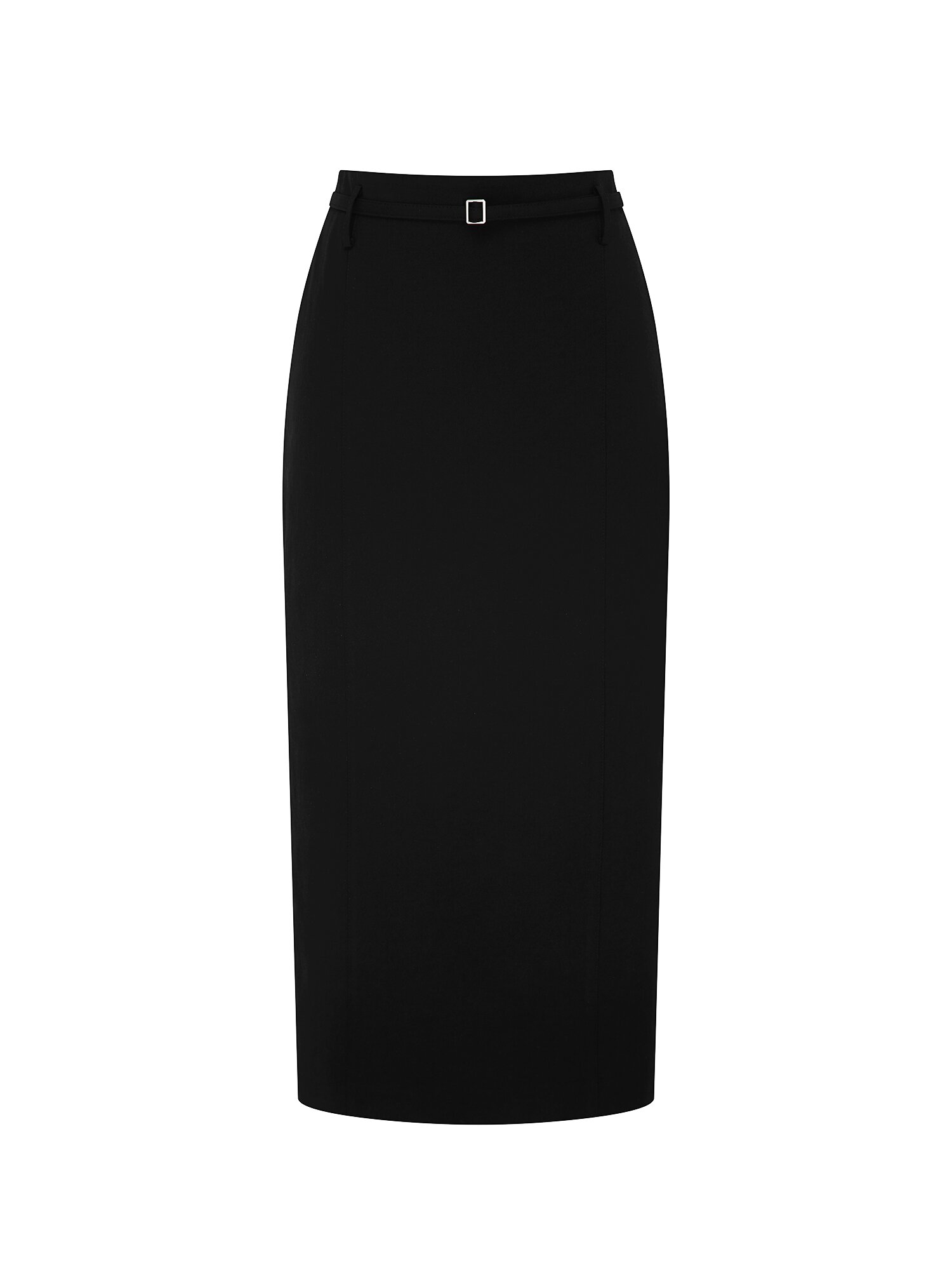 린넨 벨티드 H라인 스커트 (BLACK)