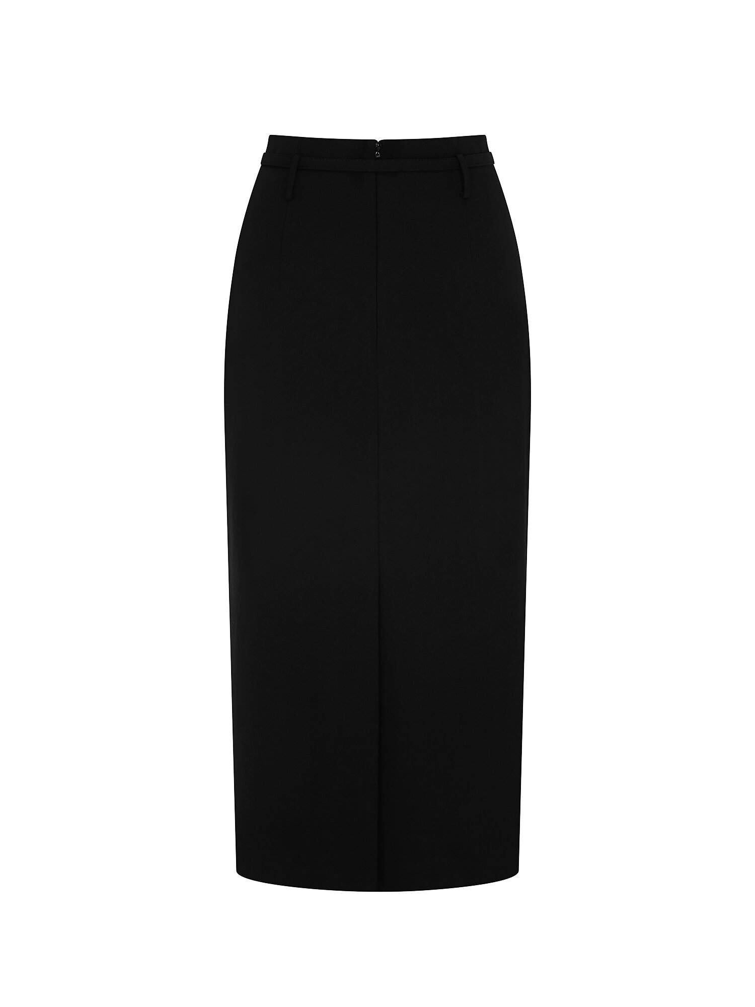 린넨 벨티드 H라인 스커트 (BLACK)