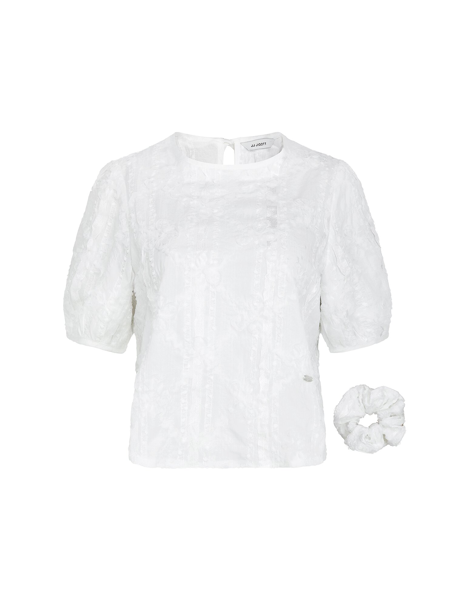 퍼프 블라우스 +스크런치 세트 (WHITE)