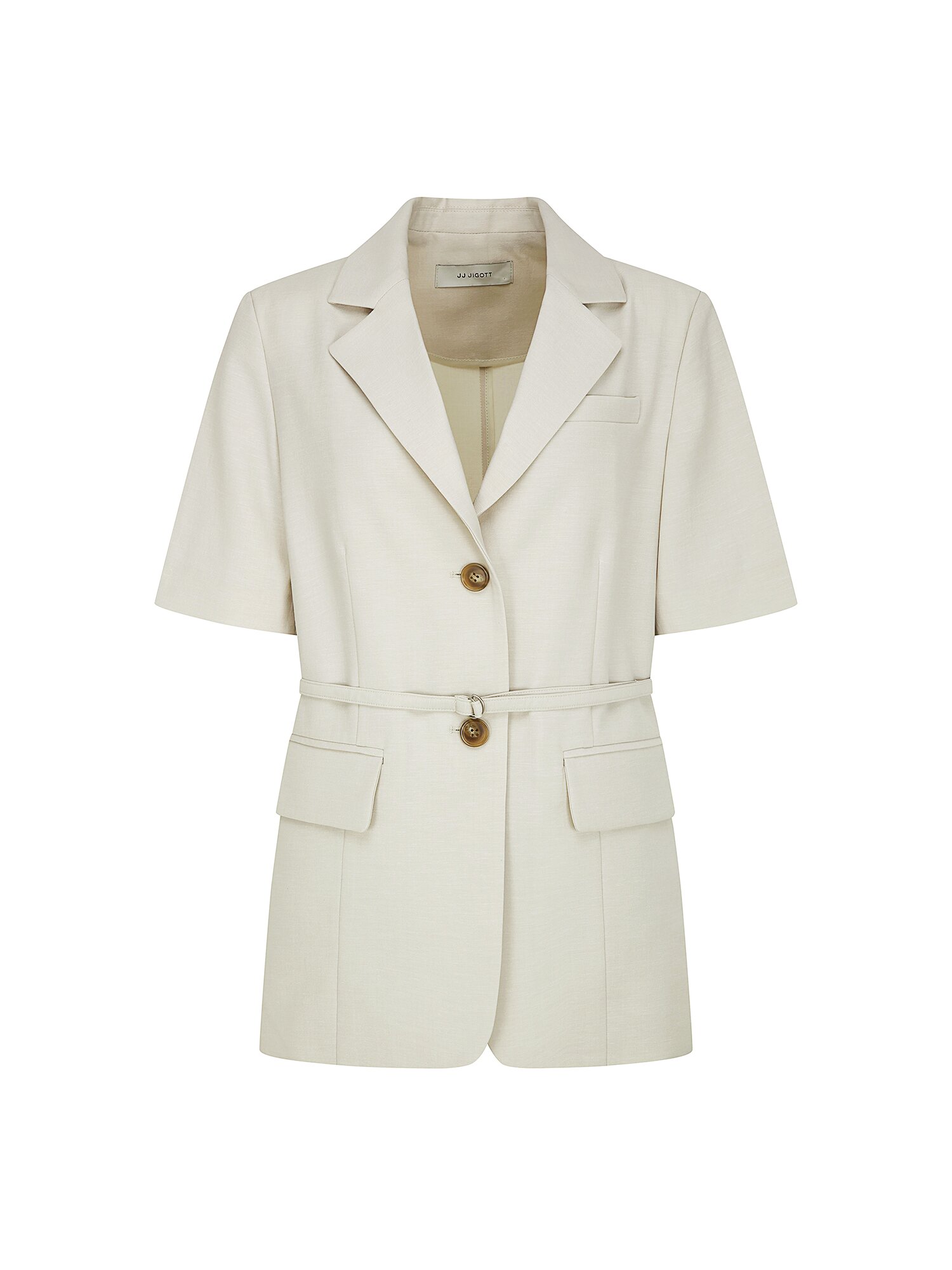 린넨 벨티드 하프 슬리브 재킷 (BEIGE)