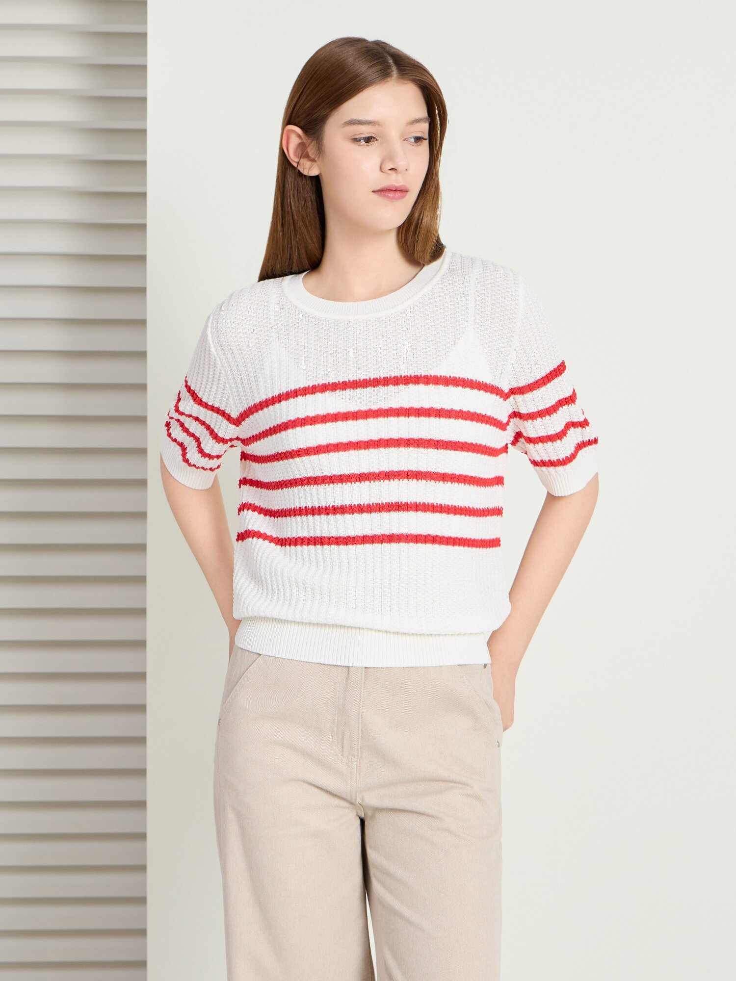 스카시 스트라이프 풀오버 니트 (STRIPE RED)