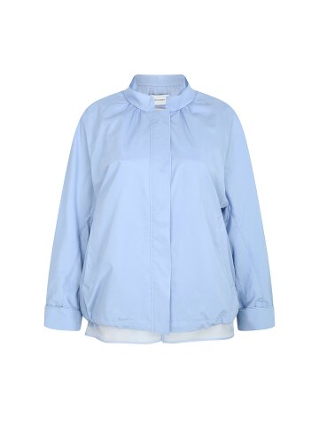 실크 배색 프릴 하이넥 집업 점퍼 