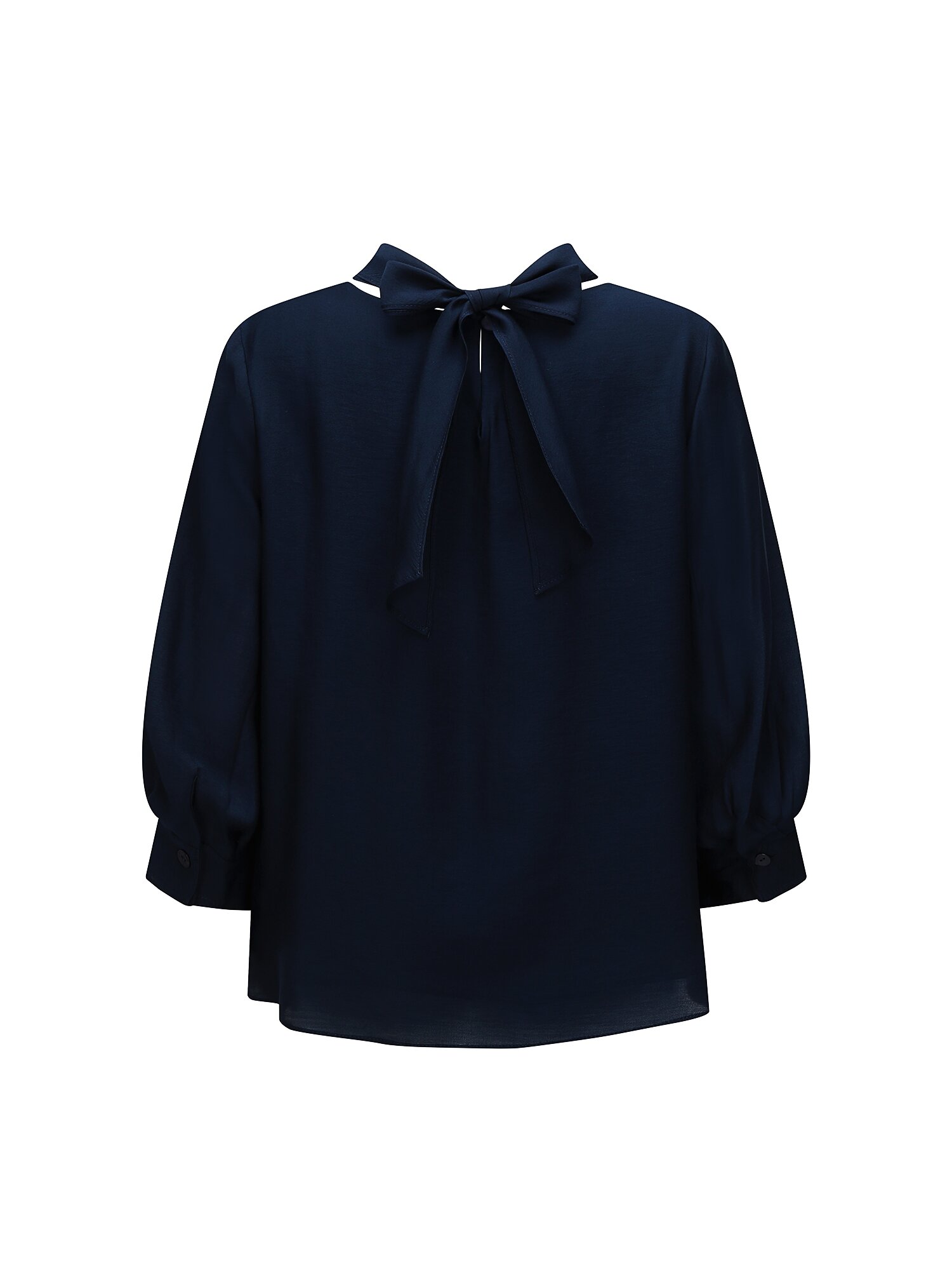 백 타이 카울넥 블라우스 (NAVY)