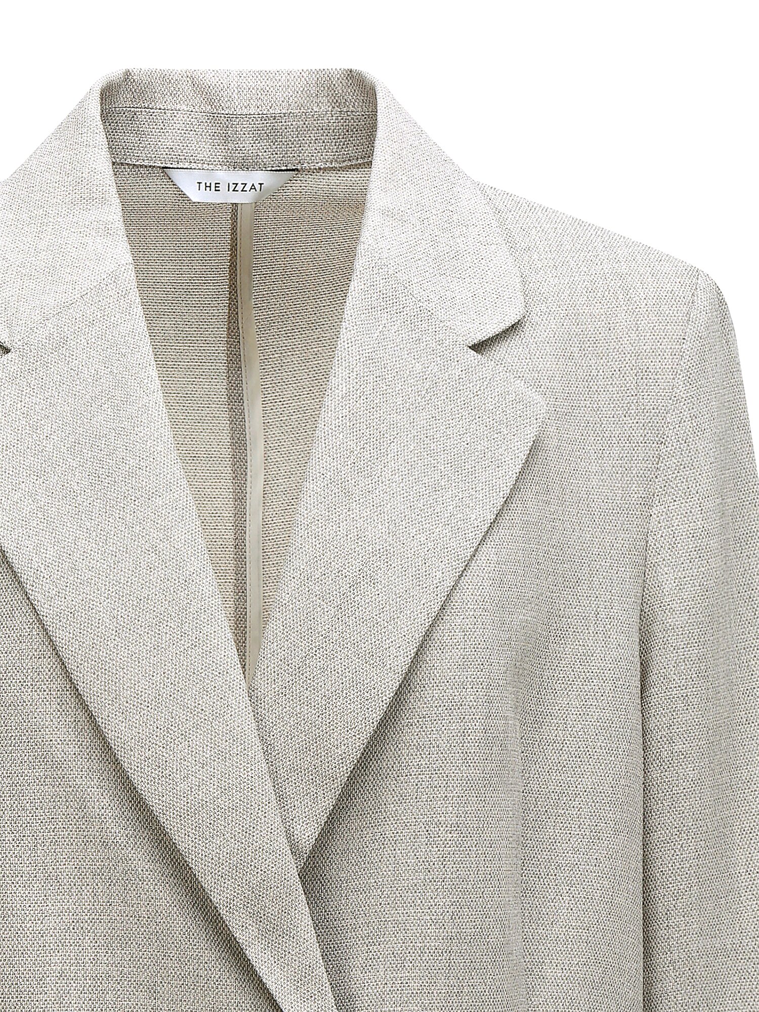 잔조직 포켓 7부 원버튼 재킷 (MELANGE BEIGE)