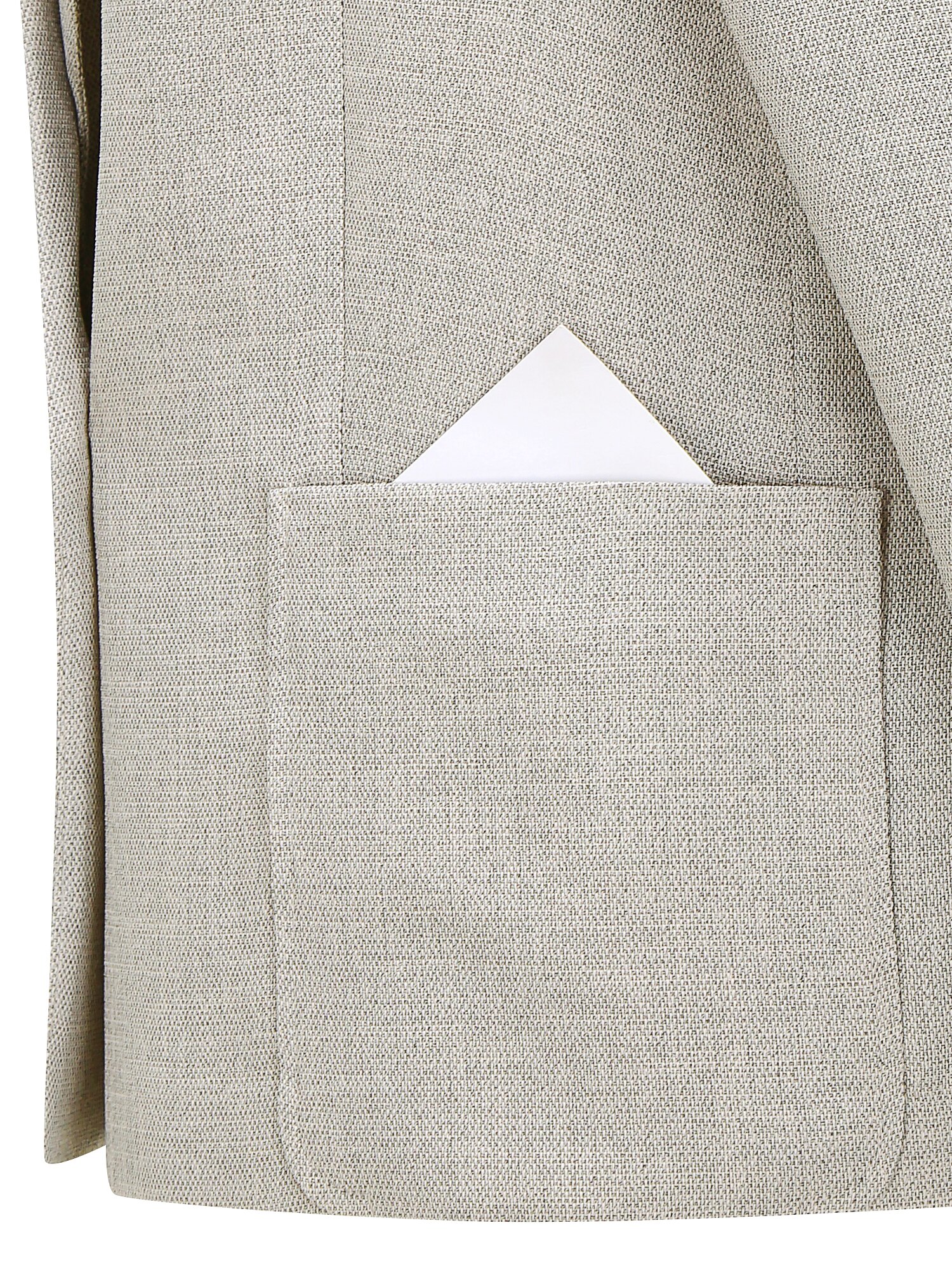 잔조직 포켓 7부 원버튼 재킷 (MELANGE BEIGE)