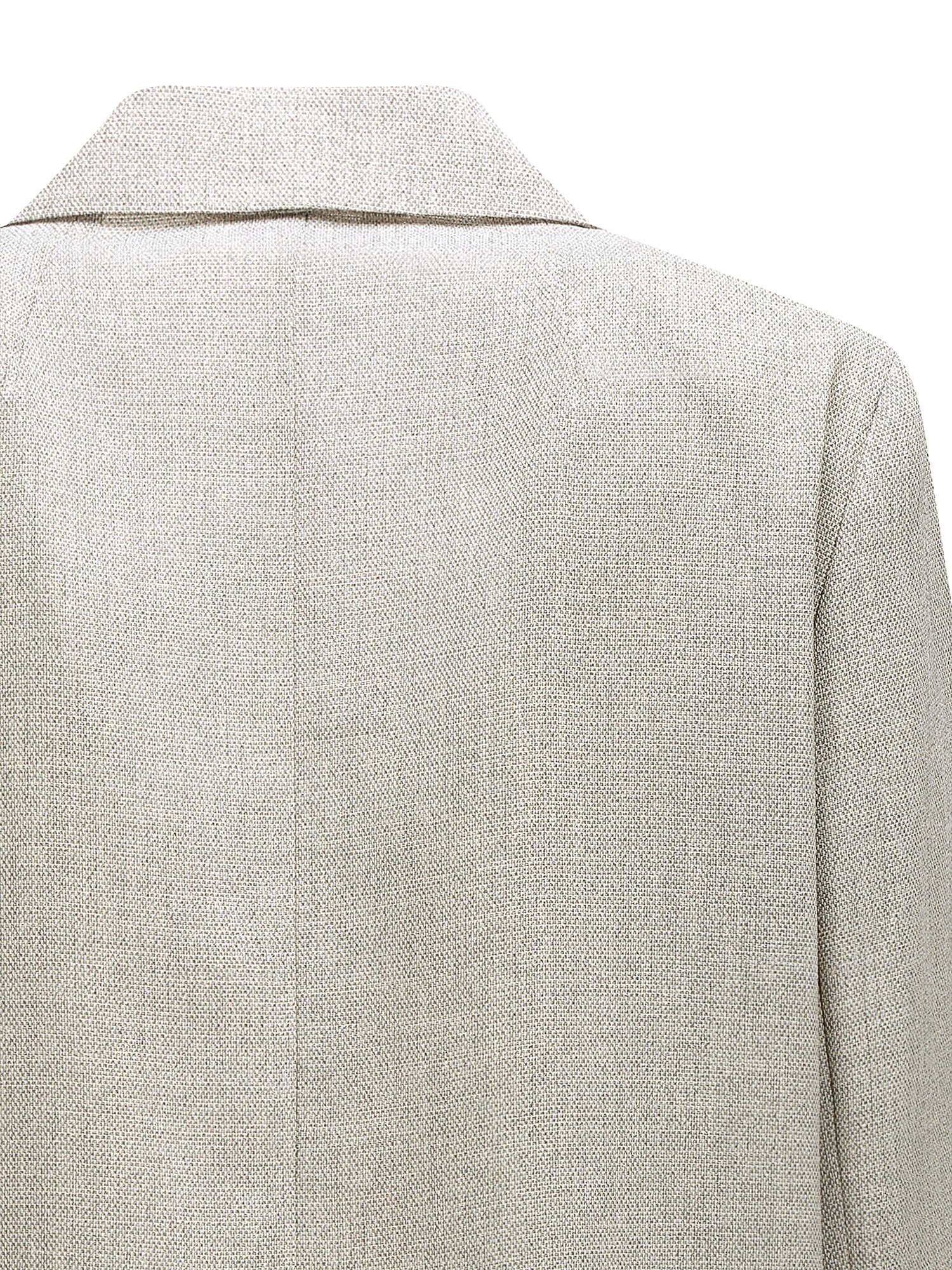 잔조직 포켓 7부 원버튼 재킷 (MELANGE BEIGE)