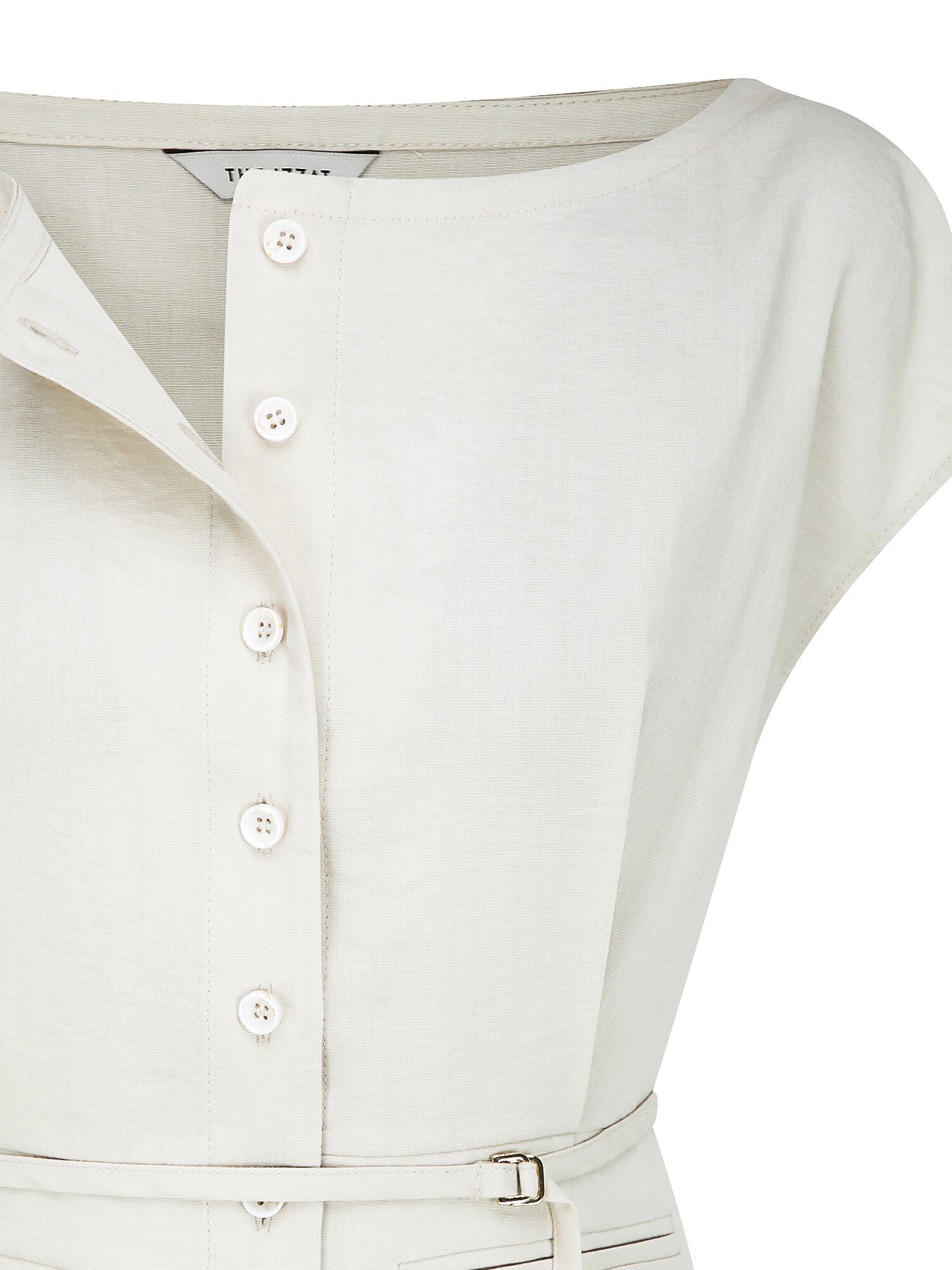 코튼 벨티드 캡 슬리브 블라우스 (LIGHT BEIGE)