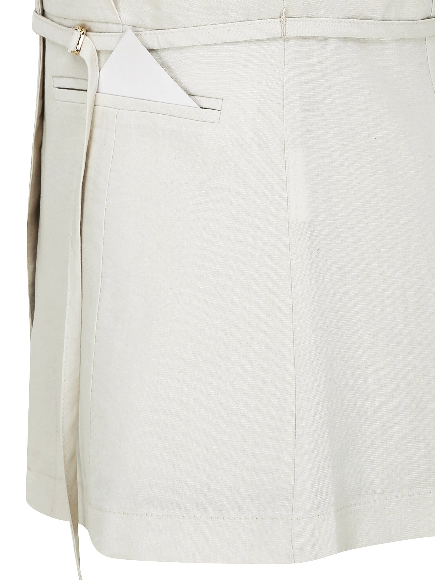 코튼 벨티드 캡 슬리브 블라우스 (LIGHT BEIGE)