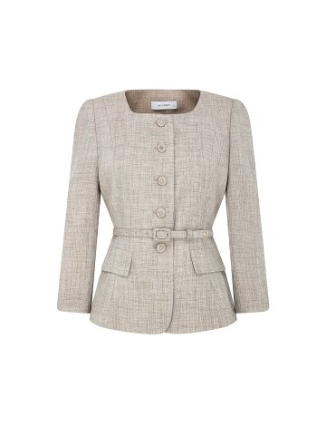 잔조직 슬림핏 스퀘어넥 재킷 