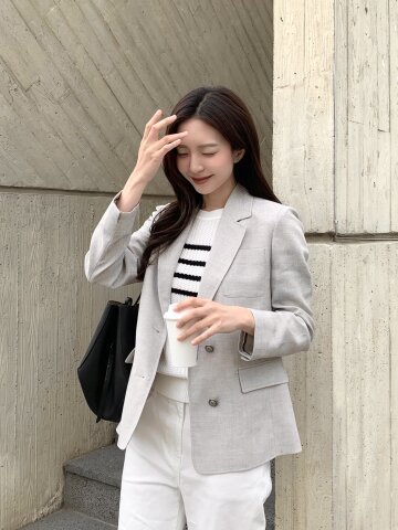 잔조직 포켓 싱글 투버튼 재킷 