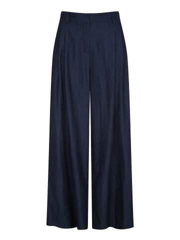 하이 웨이스트 백 밴딩 와이드 팬츠 