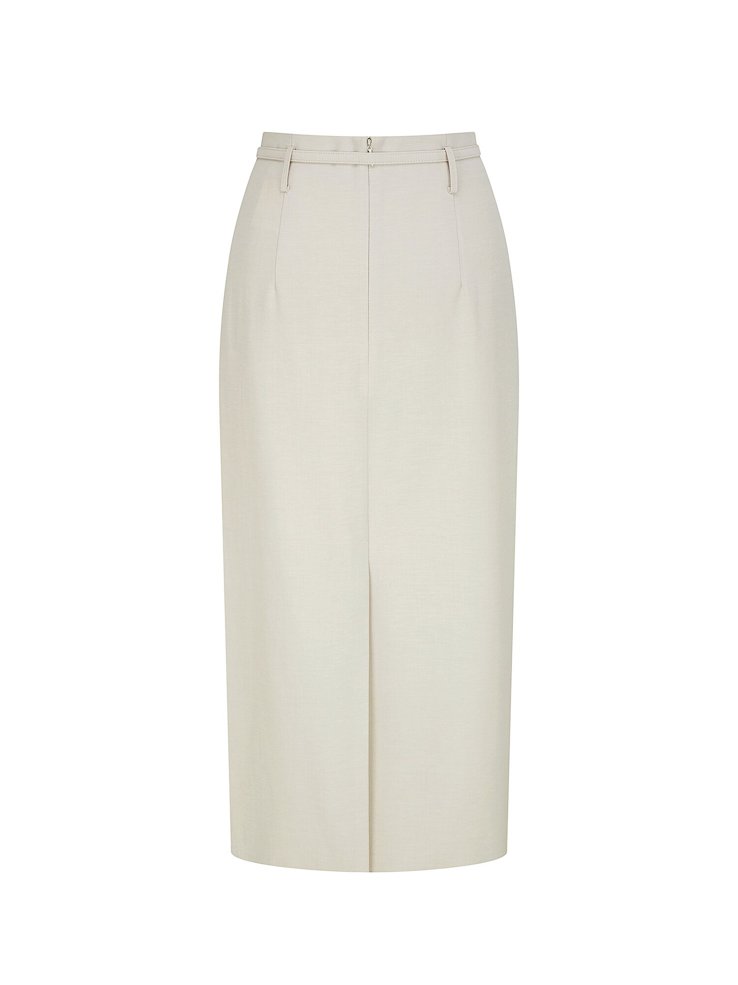 린넨 벨티드 H라인 스커트 (BEIGE)
