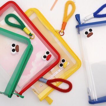 히키스 A4반투명 문구서류 학생 칼라 지퍼형 파일홀더