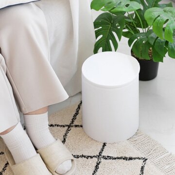 홈 리빙 사무실 깔끔한 화이트 원터치 원형 휴지통 8L