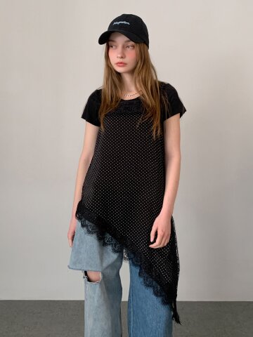 도트 슬립 레이어드 원피스 (2colors)