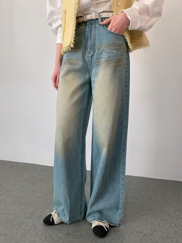 오일 워시드 스트레이트 데님 팬츠