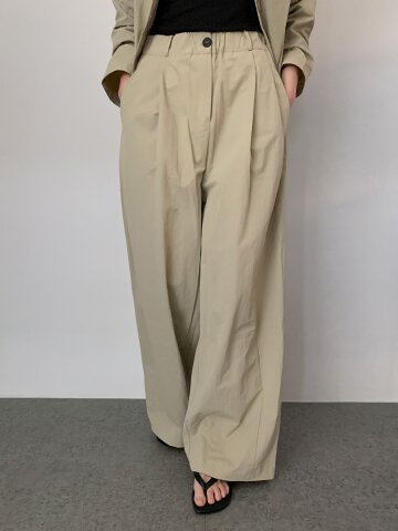 와이드 투턱 밴딩 나일론 슬랙스 (2colors)