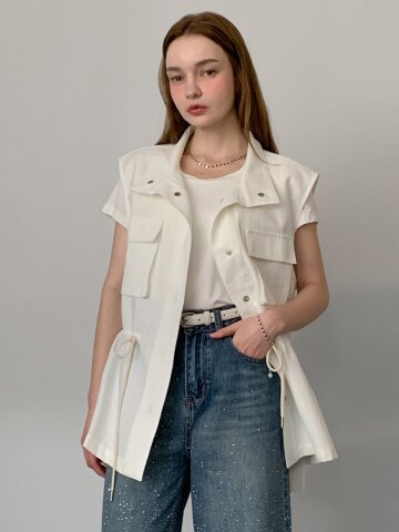 아웃 포켓 스트링 베스트 (3colors)