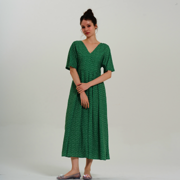 Celine Soft Pleat Dress - GREEN