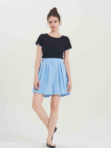 Mila Pleat Shorts - BLUE