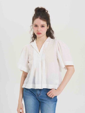 Camille Muse Pleat Blouse - WHITE (예약발송 : 4월 13일 ~)