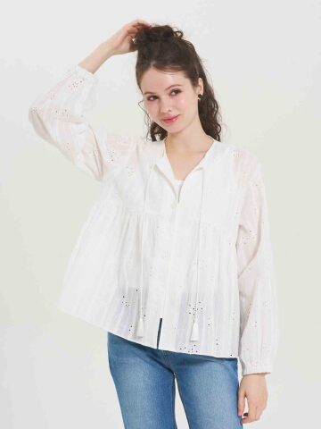 Elia Bloom Boho Blouse - WHITE