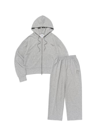 러블리 그래픽 후드집업 트레이닝 셋업 (그레이)
