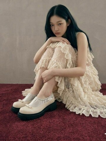 AILY_oat 리본 포인트가 사랑스러운 고급스러운 소재의 플랫슈즈