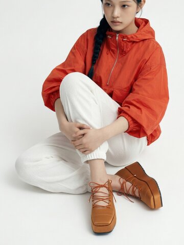 NUEE_terracotta 텐션좋은 엘라스틱밴드 레이스업 플렛폼슈즈