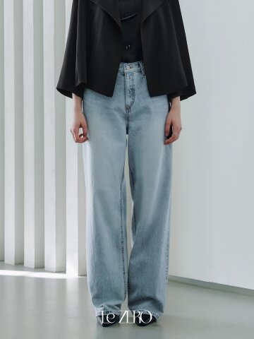 르제로 워싱 와이드 데님 팬츠 / 라이트 블루
