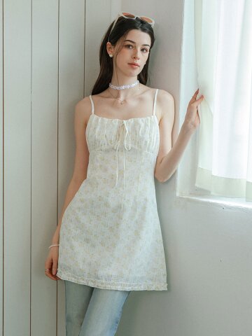 DD_Ditsy floral ribbon mini dress_2color