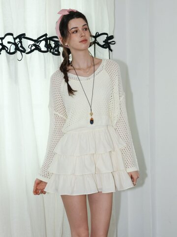 DD_Tiered dress and knit top set_IVORY