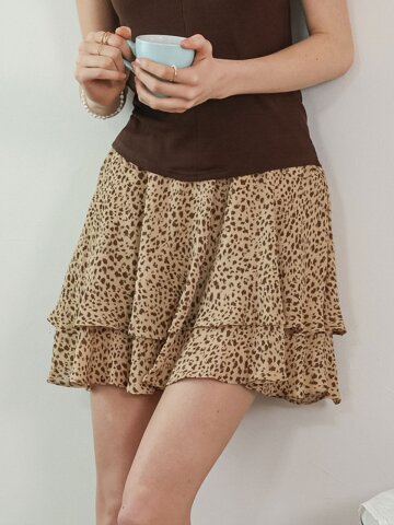 DD_Leopard print ruffle mini skirt_2color