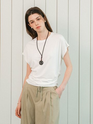 DD_Soft drape cap sleeve top_3color