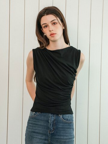 DD_Shirring drape sleeveless top_3color