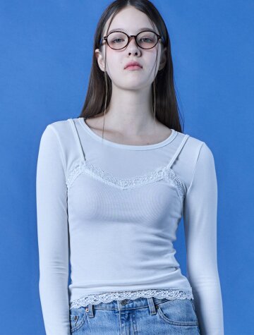 셋업 레이스 슬립 레이어드 나시 긴팔티셔츠[2colors] 621