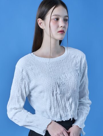 링클 베이직 크롭 마몽 무지 긴팔티셔츠 이너 [2colors]