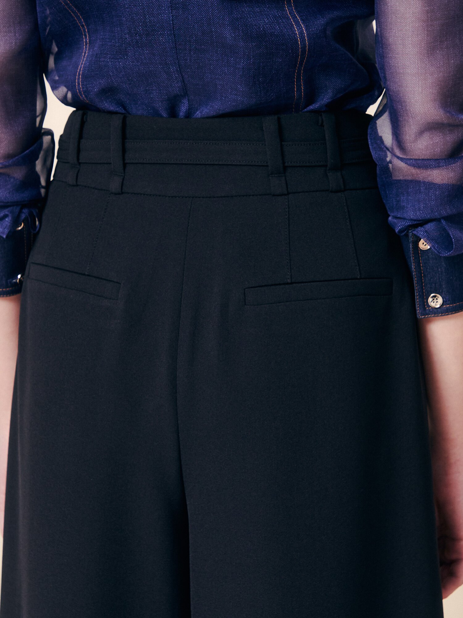 벨티드 더블 턱 와이드 슬랙스 (BLACK)