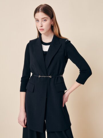 백 플리츠 롱 테일러드 베스트 