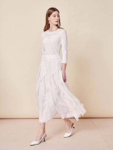 에어리 시어 티어드 롱 스커트 